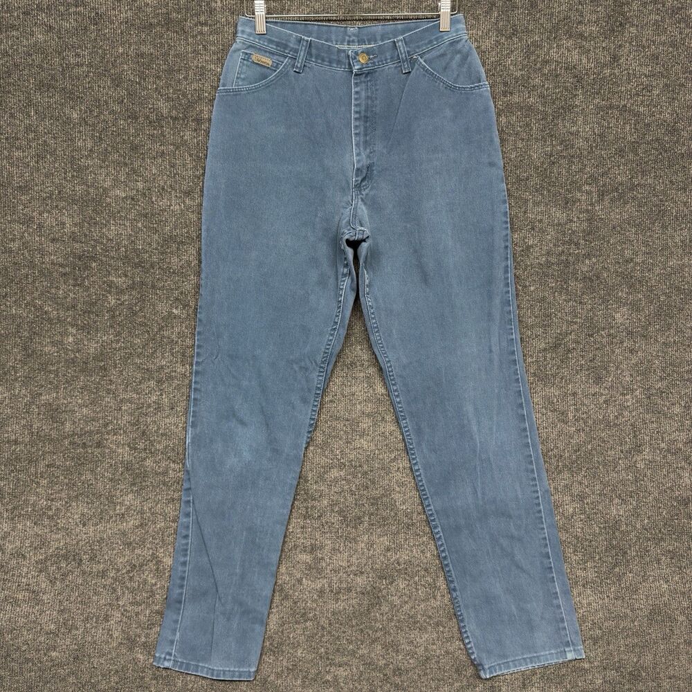 VTG 80s Wrangler High Waisted Mom Jeans Women 12 Blue Tapered Leg Slash Pocket